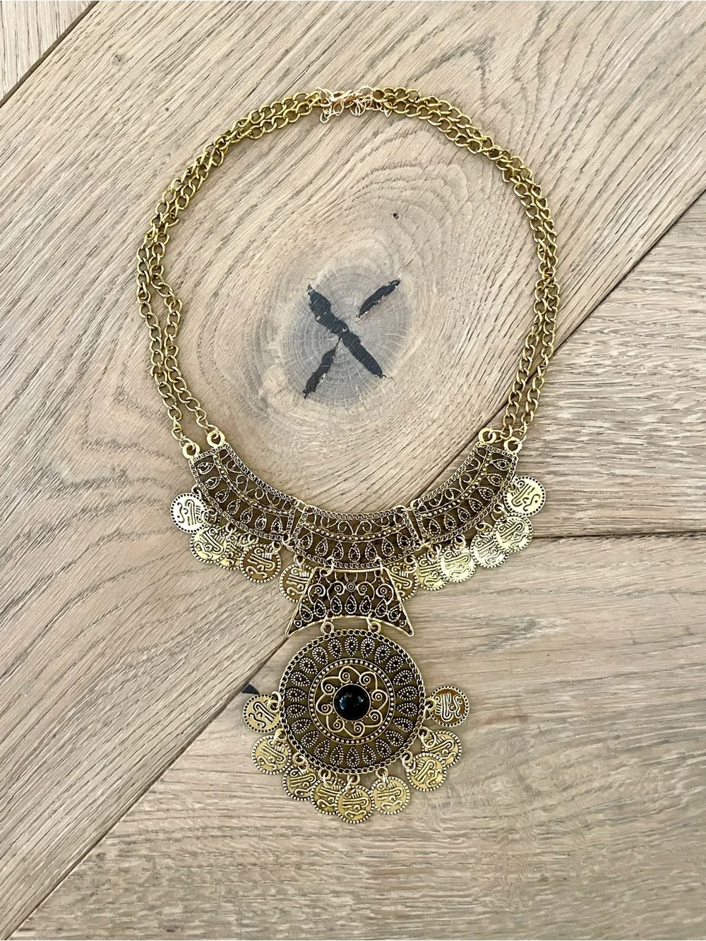 Gold Statement Coin Bib Necklace - Women Jewelry